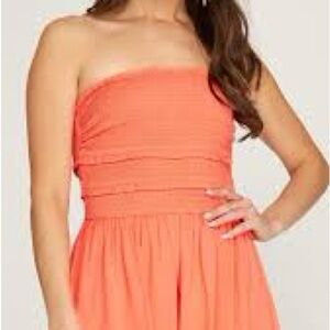 Strapless Coral Romper